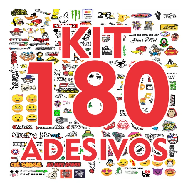 Kit Com 180 Adesivos Figurinhas Pra Bike Carro Moto Capacete