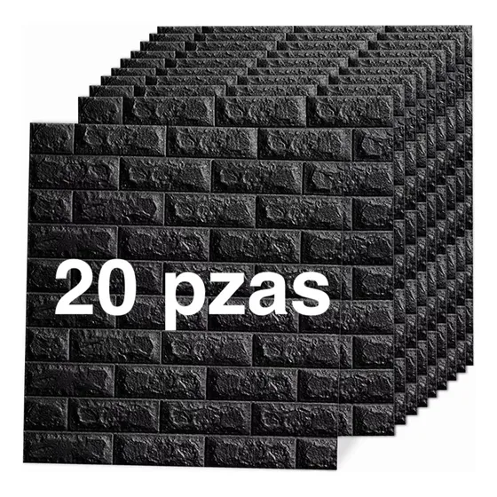 Papel Tapiz Negro Pared 3d Ladrillo Azulejo Oscuro 20 Pza