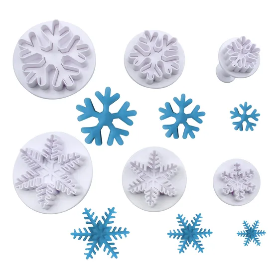 6 Cortador Galleta Copo Nieve Navidad Embolo Para Decorar