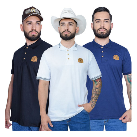 Kit 3 Camisetas Muladeiros Masculinas Country Gola Polo Kit 3 Camisetas Muladeiros Masculinas Country Gola Polo