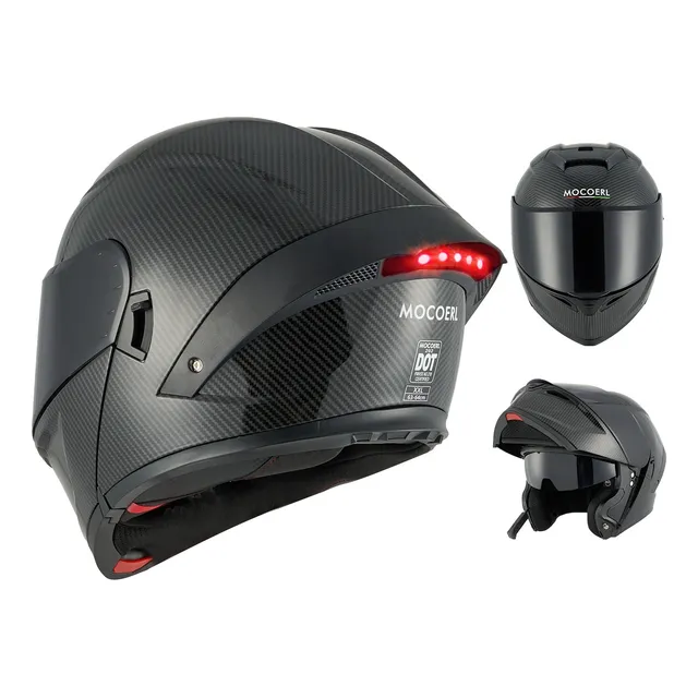 Casco Moto Abatible Certificado Dot Con Bluetooth Luz Led