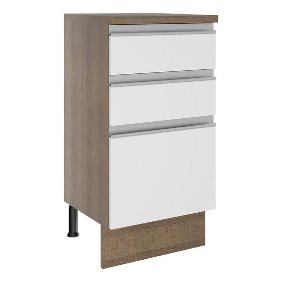Mueble De Cocina Madesa Glamy 40 Cm 3 Cajones Color Rustic/Blanco