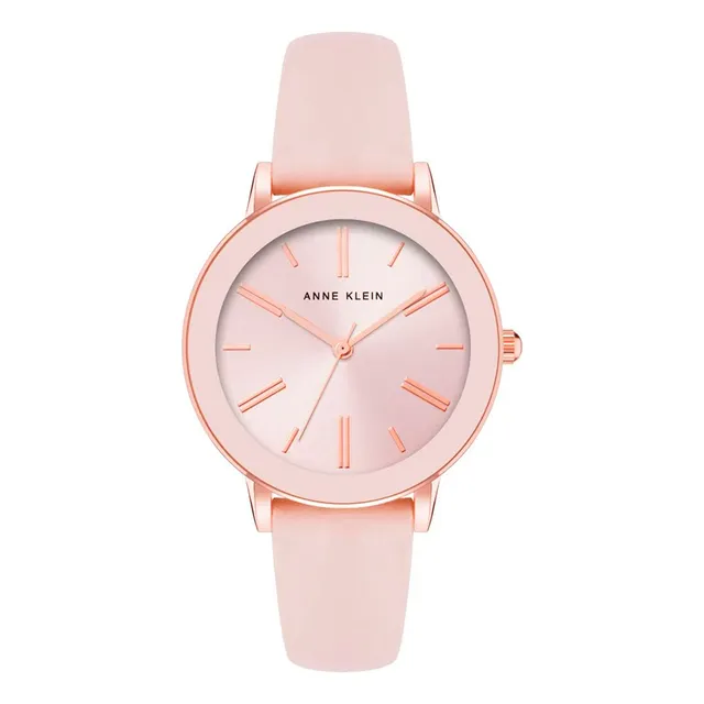 Reloj Mujer Anne Klein Correa De Piel 36 Mm Ak/3818rgpk Color Del Fondo Rosa Color De La Correa Rosa Color Del Bisel Rosa
