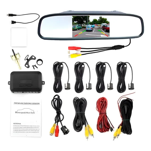 Combo Espejo Retrovisor 4.3  + Cámara Reversa + Sensores Rev