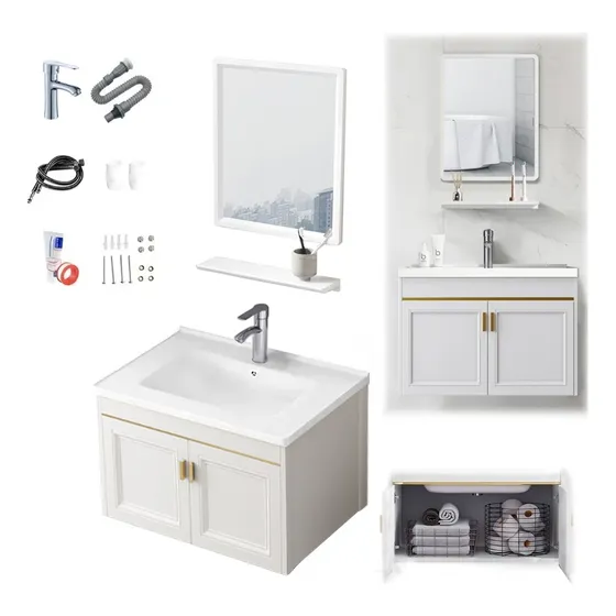 Lavabo Marmol Rectangular Minimalista Moderno Con Espejo