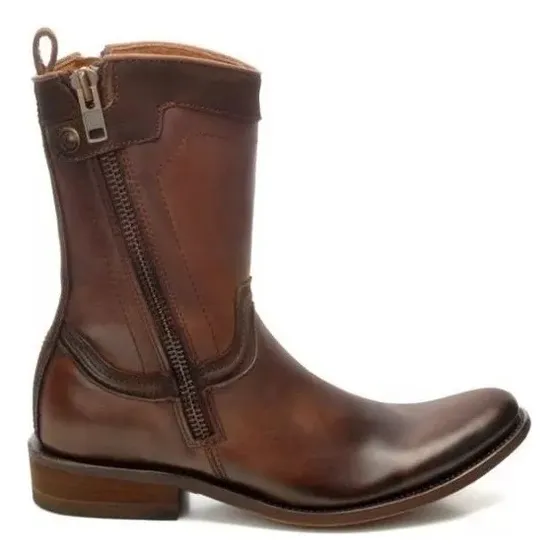 Bota Cuadra Con Cierre Piel Ternera Firenze Almendra 2t02tf