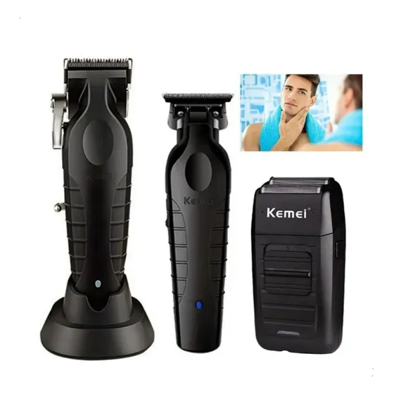 Kit Máquina De Afeitar Inalámbrica Kemei Profesional