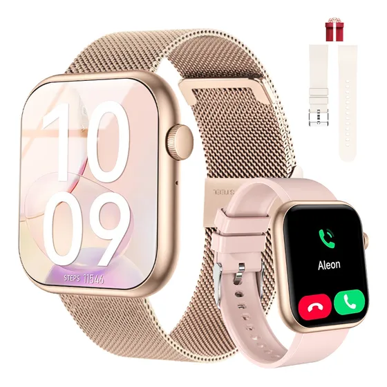 Relógio Inteligente Mulher Smartwatch Feminino Bluetooth 5.2 Dourado Dourado Dourado