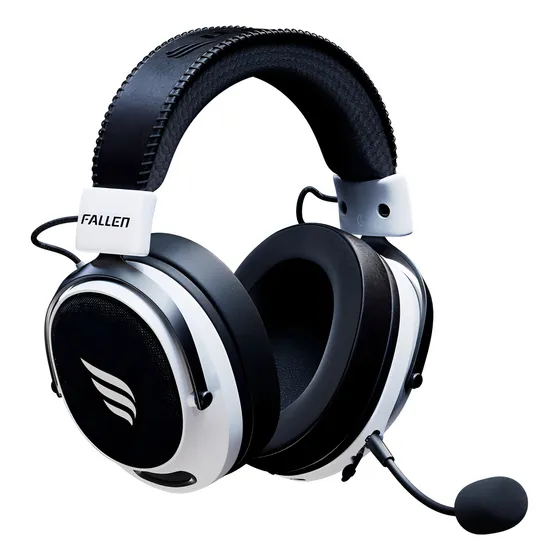 Headset Gamer Sem Fio Fallen Morcego Pro Wireless Bluetooth Driver 53mm Som Imersivo Branco e Preto