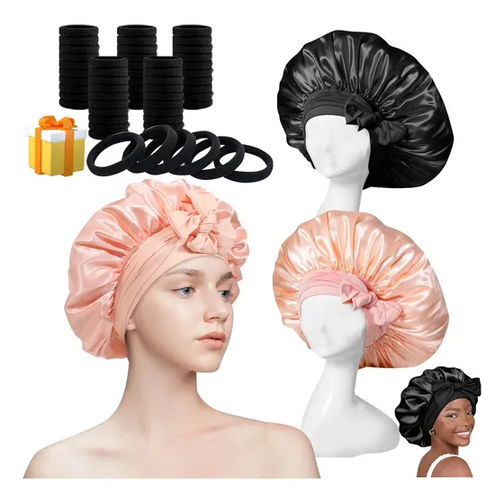 2pzs Gorros Satén Seda Dormir Sombrero Con 100 Ligas Cabello