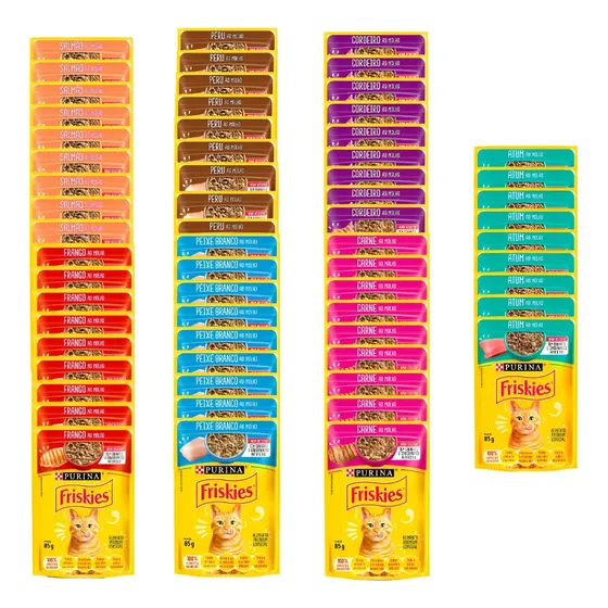 Kit 63 Und Sache Friskies Mix Sabores Gatos Adultos 85g