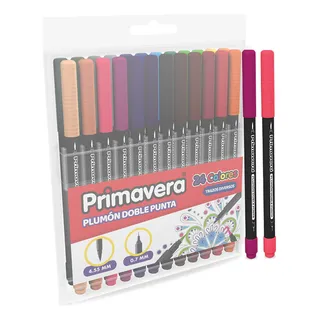 Micropunta Y Punta Pincel Primavera 2 En 1 Estuche X 24 Uds Micropunta Y Punta Pincel Primavera 2 En 1 Estuche X 24 Uds