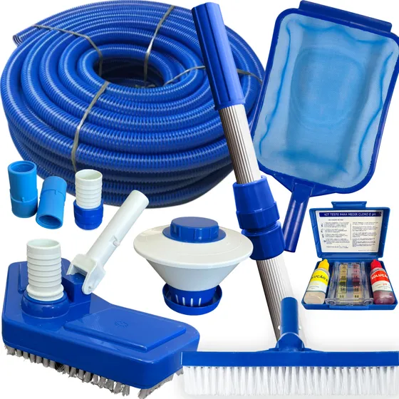 Kit Limpeza Piscina Acessorios Aspirador Produtos Completo Fibra Vinil Alvenaria Cabo 3 Metros Rochedão Online