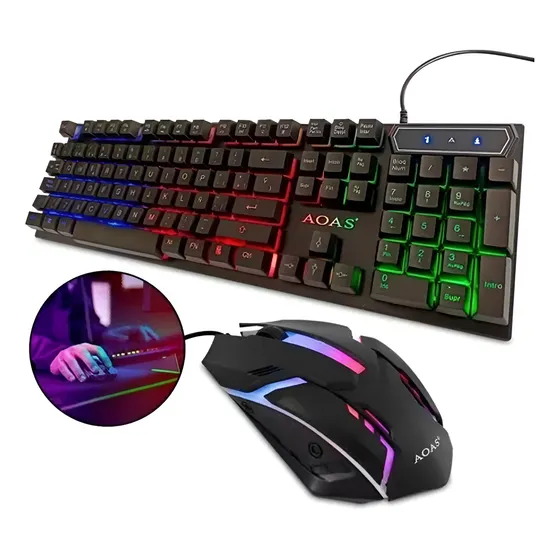 Combo Gamer De Mouse Y Teclado Rgb Usb Led Pc Laptop Jugar