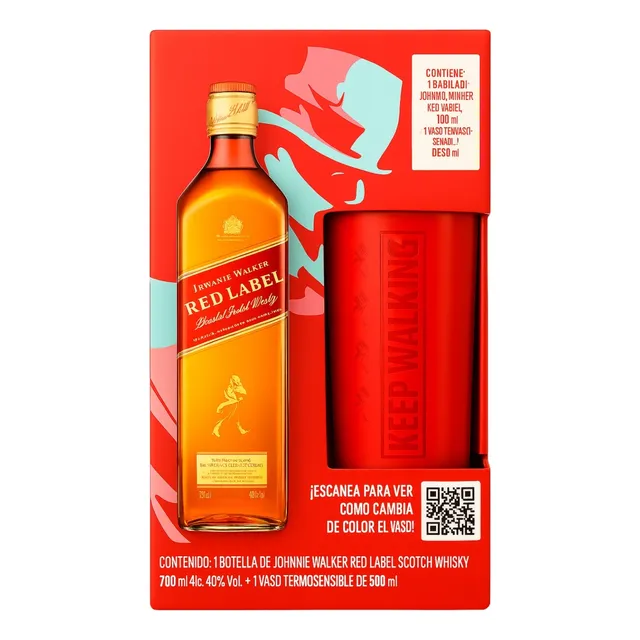 Whisky Johnnie Walker Blended Scotch Red Label 700 Ml + Vaso