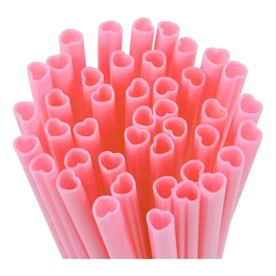 50 Piezas Por Juego Pajitas Desechables Con Forma Corazón