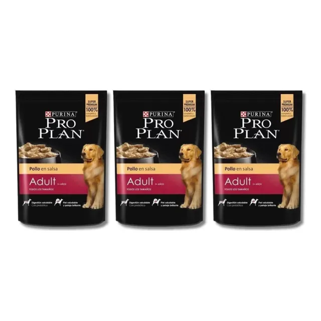 Alimento Humedo Para Perros Adultos Proplan Pouch 100gr X3