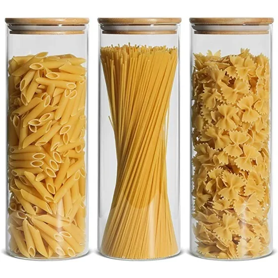 Envase Frasco Tarro Vidrio Con Tapa Bambú Alimentos 1800ml 