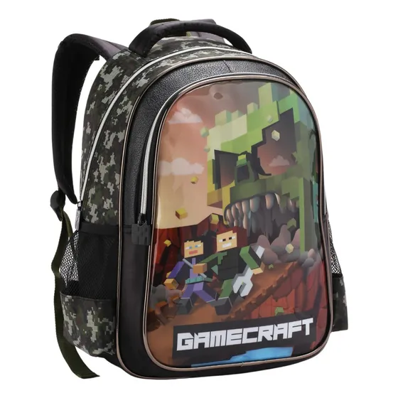 Mochila Costas Infantil Menino Grande Gamecraft Zumbi Denlex