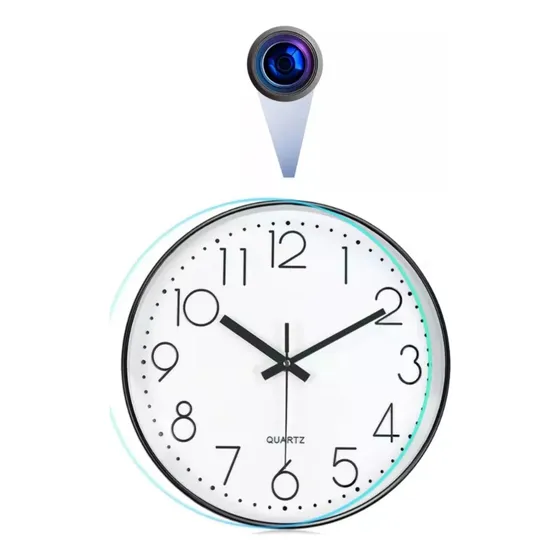 Cámara Espía Oculta En Reloj De Pared Wifi Hd Amplio Rango Blanco
