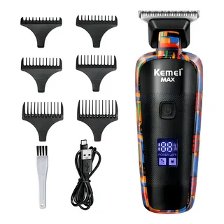 Máquina De Acabamento Kemei Km-5090 Com Tela Digital E 6 Pentes Multicolor 127/220v