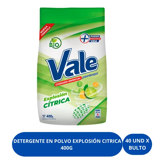 Detergente En Polvo Vale Limón 400gr - 40 Paq