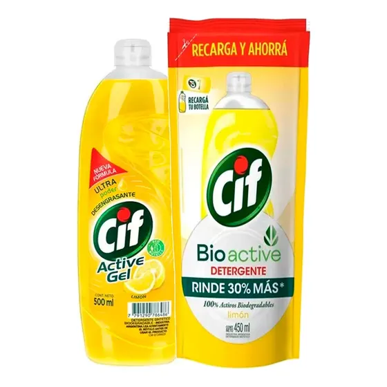 Detergente Cif Active Gel 500ml + Doy Pack 450ml
