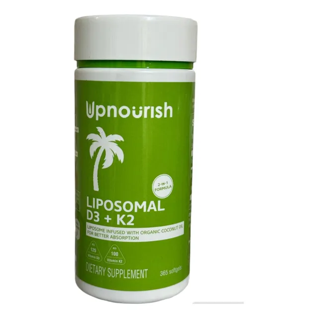 Liposomal D3 + K2, 365 Softgels Upnourish