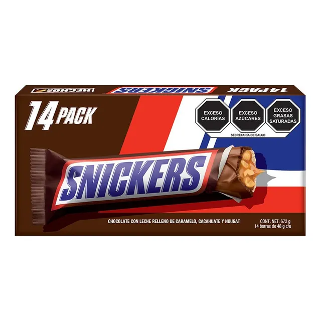 Snickers Barra de Chocolate con leche 14 piezas de 48 g