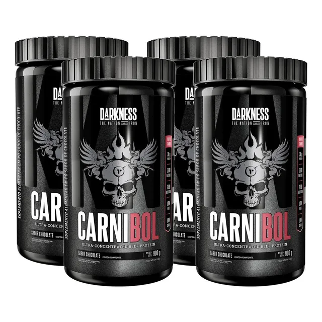 Combo 4 Carnibol Isolado Hidrolisado Chocolate 900g Darkness