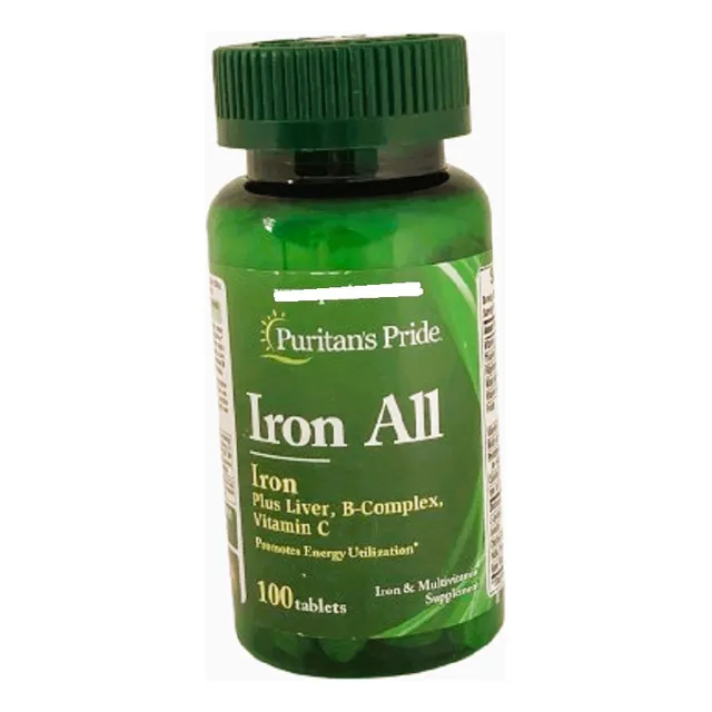 Iron All Plus Liver- Bcomplex- Vitc 100tabs Puritan´s Pride