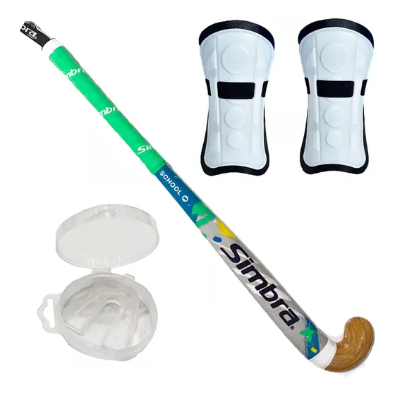 Kit Hockey Palo Simbra + Canilleras + Bucal Escuela Inicial