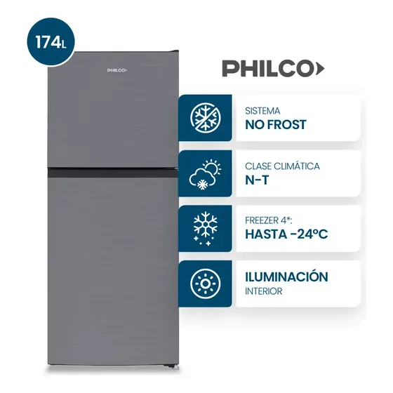 Heladera Philco Top Mount No Frost 174L Inox - PHNT198X2