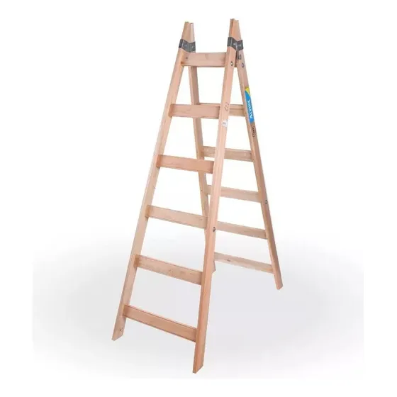 Escalera Pintor De Madera Reforzada 6 Escalones Alpina Color Marrón Claro
