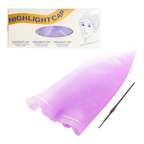 Highlight Cap Gorro Para Mechas Peluquería + Aguja Pelo Color Azul marino