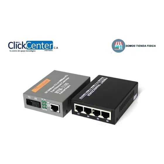 Transmisor + Transceiver 4*rj-45 Fibra Optica Sc/rj-45 100mb