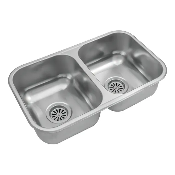 Pileta Doble Cocina Cc28/18 Johnson Acero Inox Aisi 430 Color Plateado