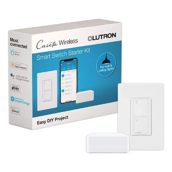 Lutron Caseta Smart Switch Starter Kit Pbdgpkg1ws Color Blanco