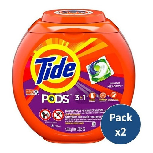 Pack 2 Detergente De Ropa Capsulas 3 En 1 Tide 81 Pods