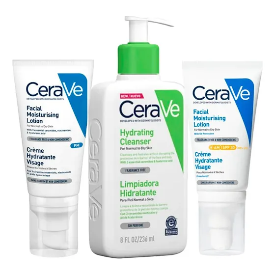 Pack Cerave: Limp Hidratante+ Hidra Facial Spf30+ Hidra Pn/s