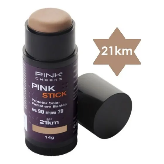 Protetor Solar E Base Fps 90 Pink Stick Cheeks 14g 21km