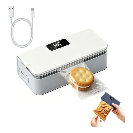 Seladora De Sacos Portátil Com Cortador E Ímã Seladora Térmica Para Snacks E Alimentos