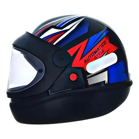 Capacete Ebf Style Automatico Urbano Viseira Clara Inmetro Preto/azul Style Brilho 58