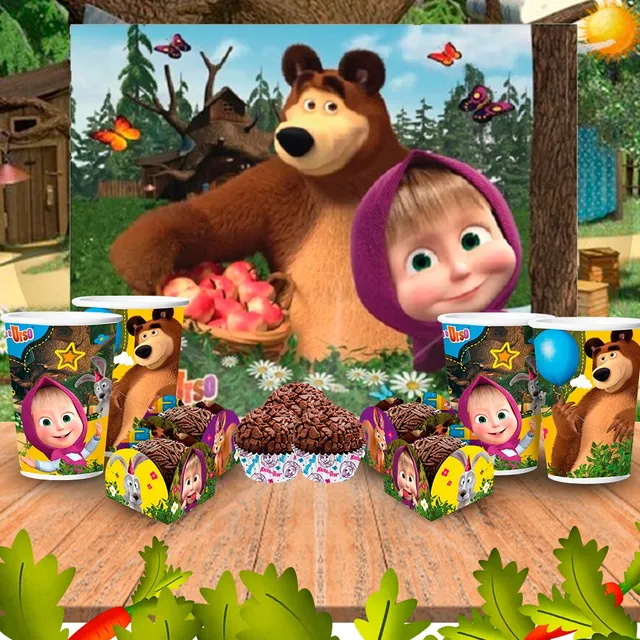 Kit Festa Masha E O Urso Decoração Festa Aniversário 101 Pçs