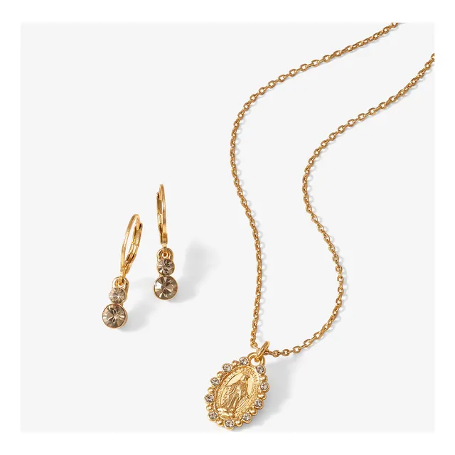 Yanbal Collar Y Aretes Virgen Medalla Milagrosa Colección