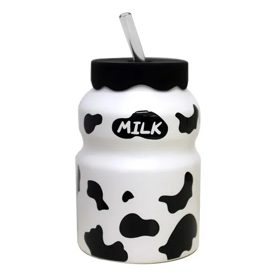 Taza Mug Vaca Vaquita Milk Con Tapa Y Bombilla