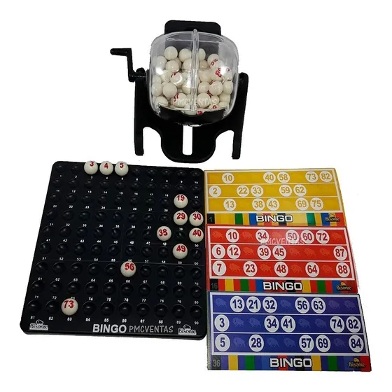 Bingo Con Bolillero Cartones Porta Bolillas Juego Familar