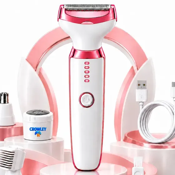 Depilador Aparador Elétrico Feminino Indolor 4 Em 1 Pelos Íntimo Facial Nariz Orelha Sobrancelha - Crowley