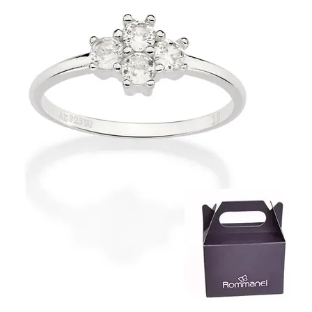 Anel Skinny Prata Maciça 925 Com Zircônia Rommanel 810318