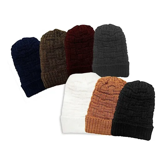Gorro Unisex Lana Grueso Hombre Mujer Sin Pompom 